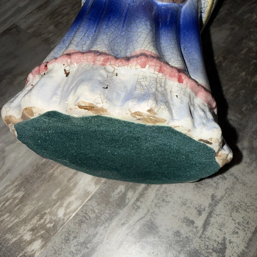 Vintage Crackle Finish Standing Ceramic Dog Statue 14